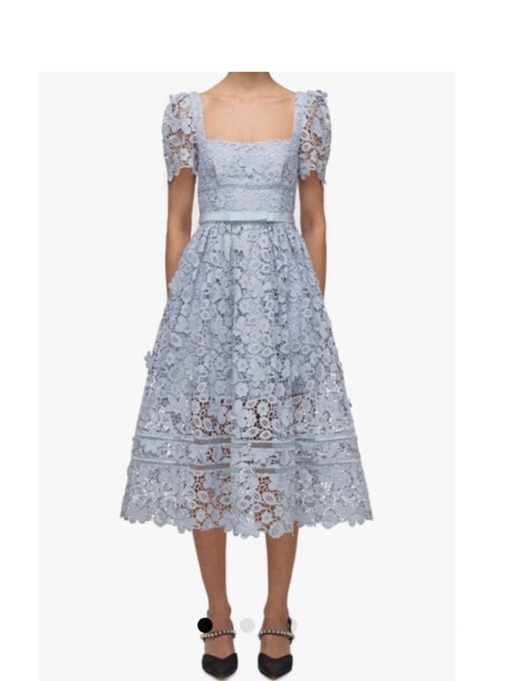 Self-Portrait Powder Blue Floral Lace Midi Dress